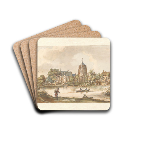 Gezicht op Acquoy aan de Linge by Jan de Beijer Drink Coasters - set of 4