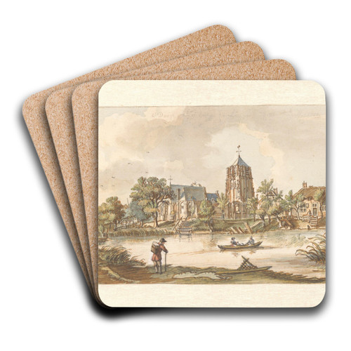 Gezicht op Acquoy aan de Linge by Jan de Beijer Art Drink Coaster set