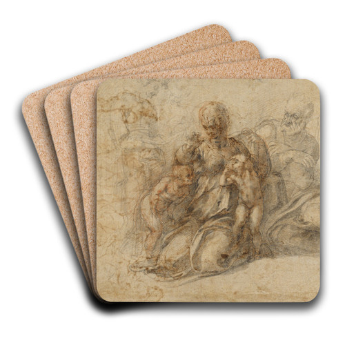 The Holy Family with the Infant Saint John the Baptist by Michelangelo Art Drink Coaster set