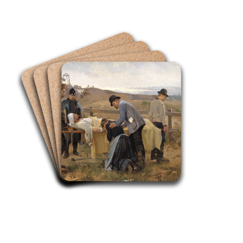 A Wounded Workman by Erik Henningsen Drink Coasters - set of 4