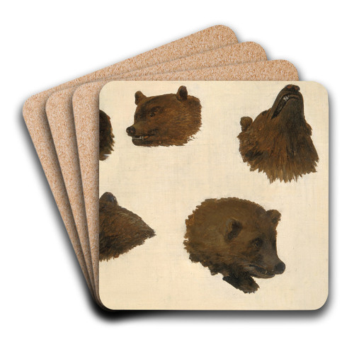 Portraits of Two Grizzly Bears, From Life by George Catlin Art Drink Coaster set Portraits of Two Grizzly Bears, From Life by George Catlin Art Drink Coaster set