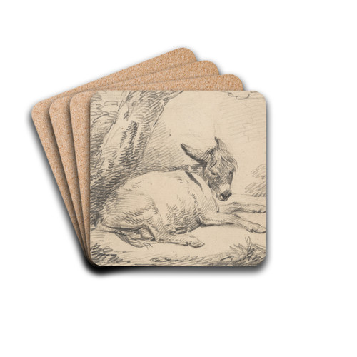Study of a Donkey Under a Tree by George Morland Drink Coasters - set of 4 Study of a Donkey Under a Tree by George Morland Drink Coasters - set of 4