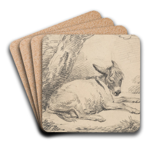 Study of a Donkey Under a Tree by George Morland Art Drink Coaster set Study of a Donkey Under a Tree by George Morland Art Drink Coaster set
