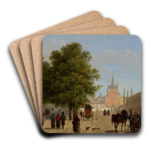 View of the Convento de Los Agustinos Recoletos, Madrid by Giuseppe Canella Art Drink Coaster set
