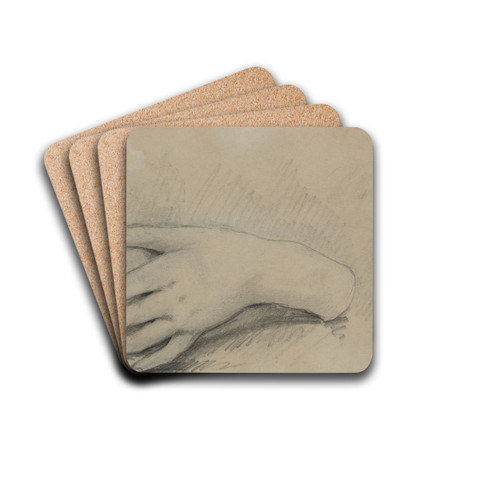 Study of a Woman's Hand (verso) by Thodule Ribot Drink Coasters - set of 4 Study of a Woman's Hand (verso) by Thodule Ribot Drink Coasters - set of 4