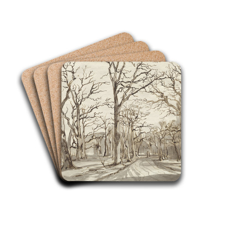 A Woodland Path in Rosenthal in Winter by Johann Christian Reinhart Drink Coasters - set of 4