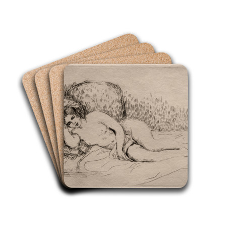 Nude Woman Reclining by Pierre-Auguste Renoir Drink Coasters - set of 4 Nude Woman Reclining by Pierre-Auguste Renoir Drink Coasters - set of 4