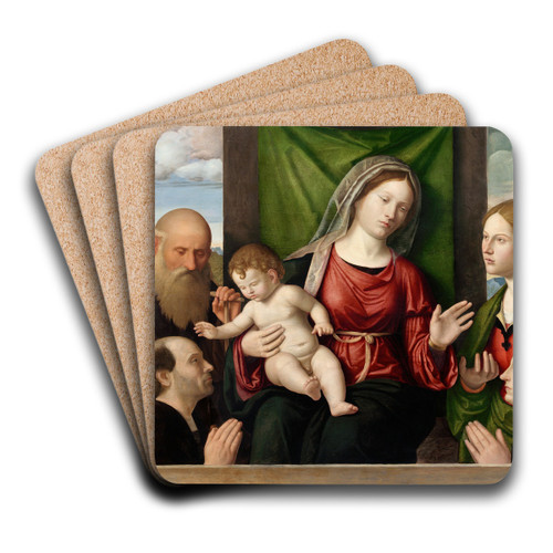 Virgin and Child with Saints and Donors by Giovanni Battista Cima da Conegliano Art Drink Coaster set