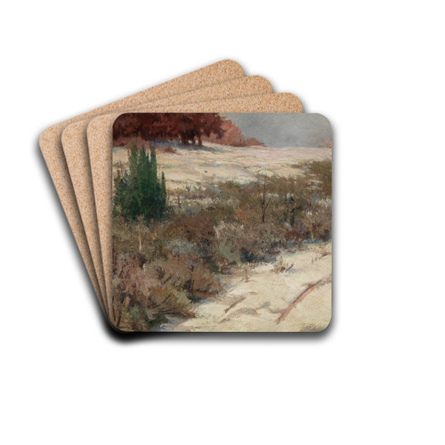 A Winter Landscape by Ferdinand Katona Drink Coasters - set of 4