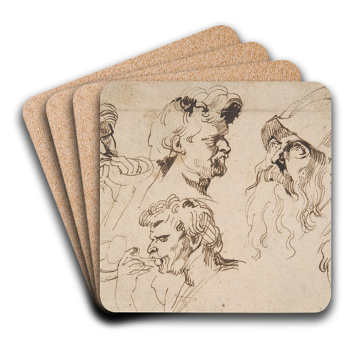 Sheet of Studies of Heads by Anthony van Dyck Art Drink Coaster set