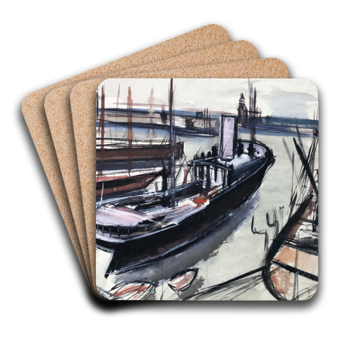 Schiffe in Anzio by Otto Geigenberger Art Drink Coaster set