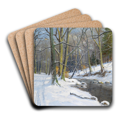Bachlandschaft im Winter by Walter Moras Art Drink Coaster set