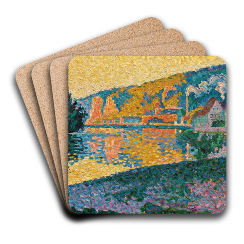 Les Andelys. Soleil couchant by Paul Signac Art Drink Coaster set Les Andelys. Soleil couchant by Paul Signac Art Drink Coaster set