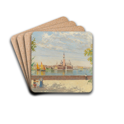 Venice, a view of San Giorgio from the Giardini by Antonietta Brandeis Drink Coasters - set of 4
