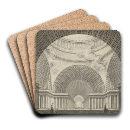Perspective View of the Interior of a Metropolitan Church by Etienne-Louis Boulle Art Drink Coaster set