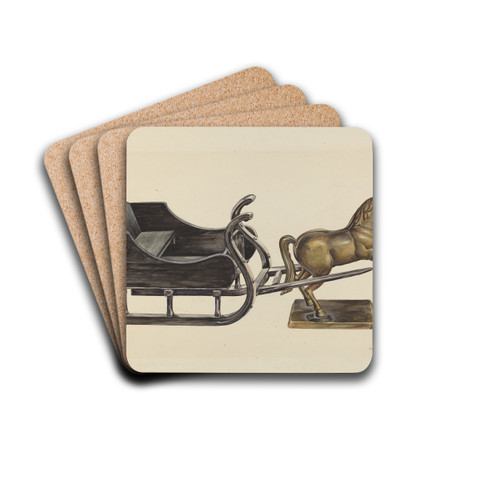 Toy Sleigh by James McLellan Drink Coasters - set of 4