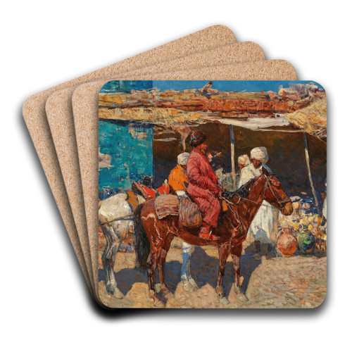 A Storm in a Snow Landscape by Julius Sergius Klever Art Drink Coaster set
