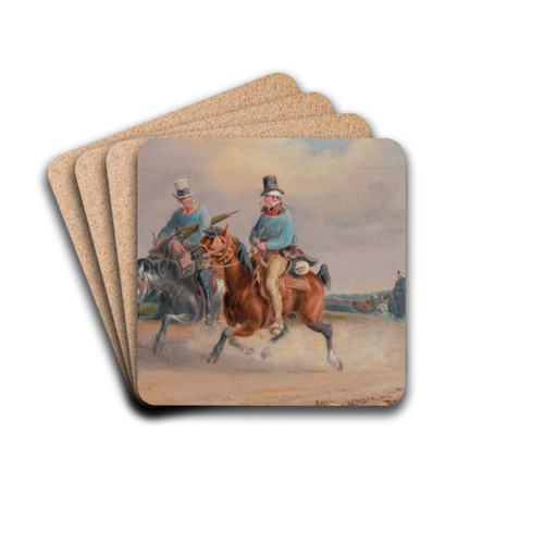 A Scene on the Road in France by Charles Cooper Henderson Drink Coasters - set of 4 A Scene on the Road in France by Charles Cooper Henderson Drink Coasters - set of 4
