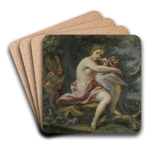 Leda And The Swan by Filippo Falciatore Art Drink Coaster set