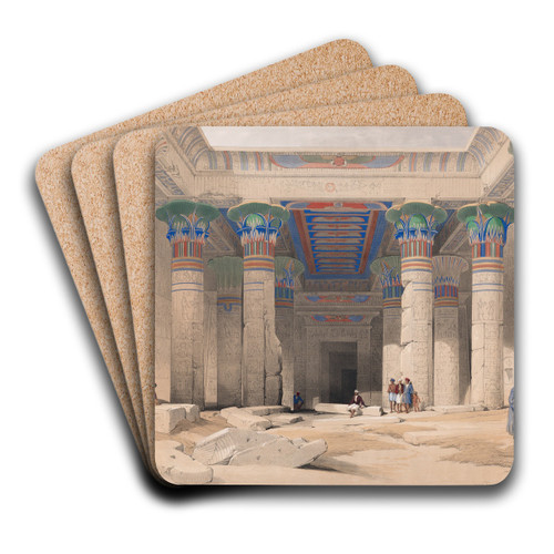 Grand portico of the Temple of Phil, Nubia. by David Roberts Art Drink Coaster set