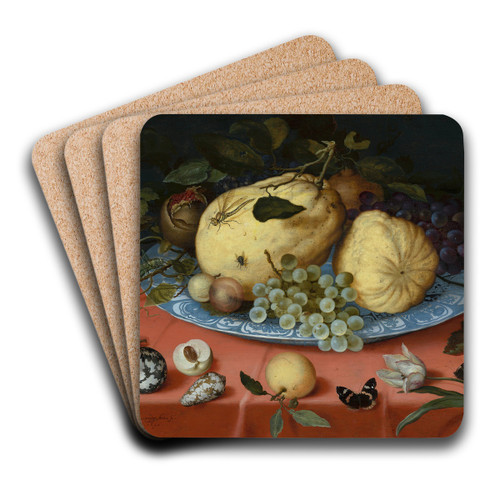 Fruit Still Life with Shells and Tulip by Balthasar van der Ast Art Drink Coaster set Fruit Still Life with Shells and Tulip by Balthasar van der Ast Art Drink Coaster set
