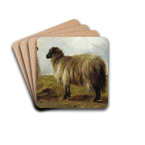 Two Rams In A Landscape by Rosa Bonheur Drink Coasters - set of 4
