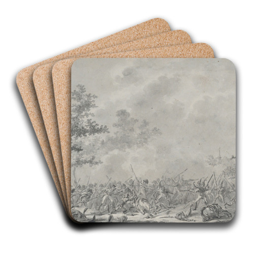 The Capture of Lieutenant General Johann Hermann von Fersen During the Battle of Bergen (19 September 1799) by Dirk Langendijk Art Drink Coaster set