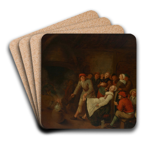 A tavern interior with peasants merrymaking by Jan Miense Molenaer Art Drink Coaster set
