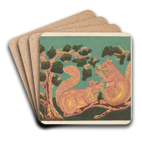 Bandbox Design - Squirrels by Isabella Ruth Doerfler Art Drink Coaster set Bandbox Design - Squirrels by Isabella Ruth Doerfler Art Drink Coaster set