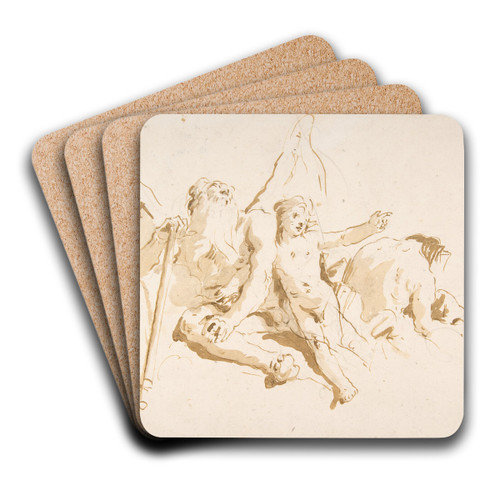 Time Seated, with Two Attendant Figures by Giovanni Battista Tiepolo Art Drink Coaster set