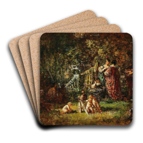 Liebesreigen in Parklandschaft by Adolphe Monticelli Art Drink Coaster set