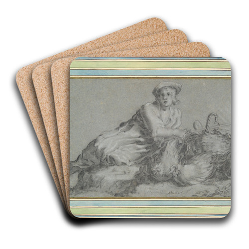 Boy with Two Hens and aBasket by After Abraham Bloemaert Art Drink Coaster set