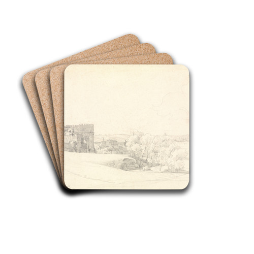 Via Appia Antica with the Tomb of Cecilia Metella by Ernst Fries Drink Coasters - set of 4 Via Appia Antica with the Tomb of Cecilia Metella by Ernst Fries Drink Coasters - set of 4