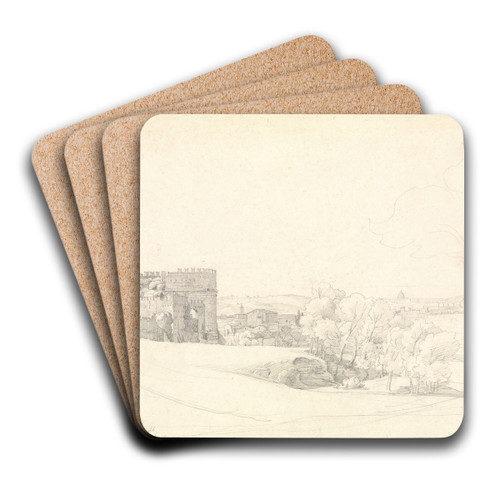 Via Appia Antica with the Tomb of Cecilia Metella by Ernst Fries Art Drink Coaster set Via Appia Antica with the Tomb of Cecilia Metella by Ernst Fries Art Drink Coaster set