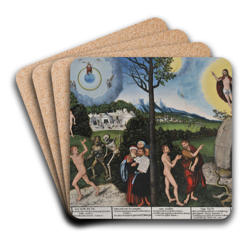 Damnation and Redemption by Lucas Cranach the Elder Art Drink Coaster set