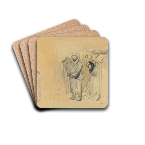 German Soldiers and French Child by Jean-Louis Forain Drink Coasters - set of 4
