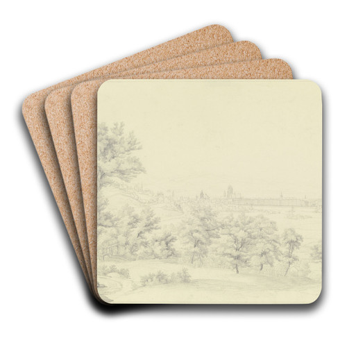 Ansicht von Frankfurt am Main von Oberrad gesehen by Friedrich Joseph Ehemant  Art Drink Coaster set