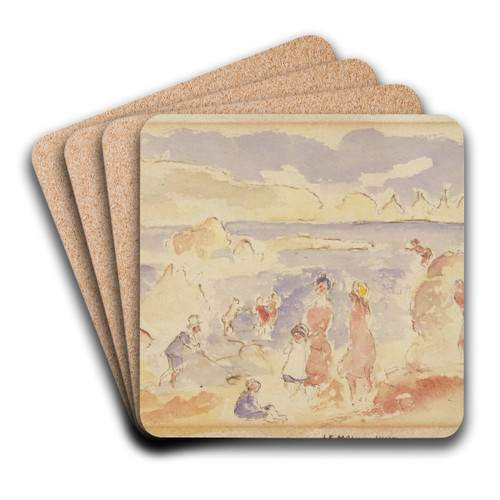 Beach Scene by Pierre-Auguste Renoir Art Drink Coaster set Beach Scene by Pierre-Auguste Renoir Art Drink Coaster set