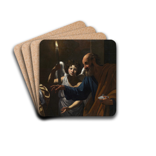 Saint Peter Visiting Saint Agatha In Prison by Simon Vouet Drink Coasters - set of 4