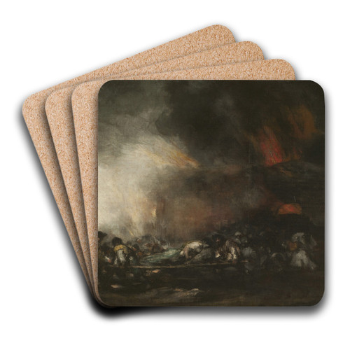 Incendio de un hospital by Francisco de Goya Art Drink Coaster set