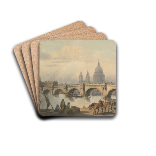 Blackfriars Bridge and St. Paul's by Francis Nicholson Drink Coasters - set of 4 Blackfriars Bridge and St. Paul's by Francis Nicholson Drink Coasters - set of 4