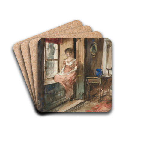 Sketch of figures in an interior by Edwin Austin Abbey Drink Coasters - set of 4