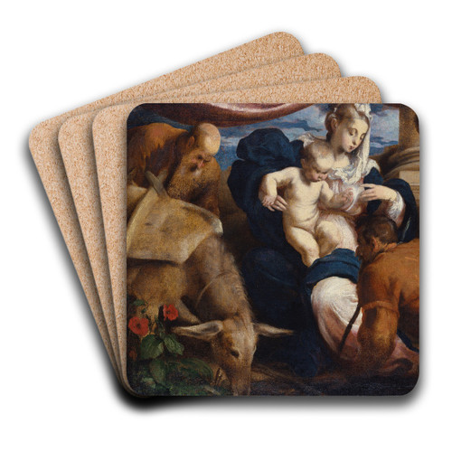 The Adoration of the Shepherds by Jacopo Bassano Art Drink Coaster set