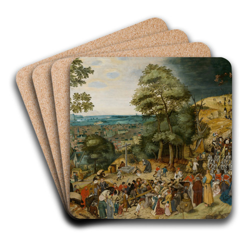 Christ Carrying the Cross by Pieter Brueghel The Younger Art Drink Coaster set