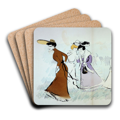 Cinq coquettes sur la pelouse by Georges Goursat (Sem) Art Drink Coaster set Cinq coquettes sur la pelouse by Georges Goursat (Sem) Art Drink Coaster set