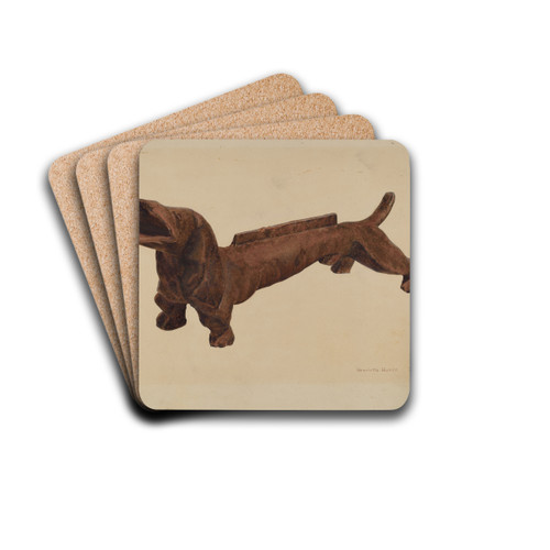 Dachsund Foot Scraper by Henrietta S. Hukill Drink Coasters - set of 4