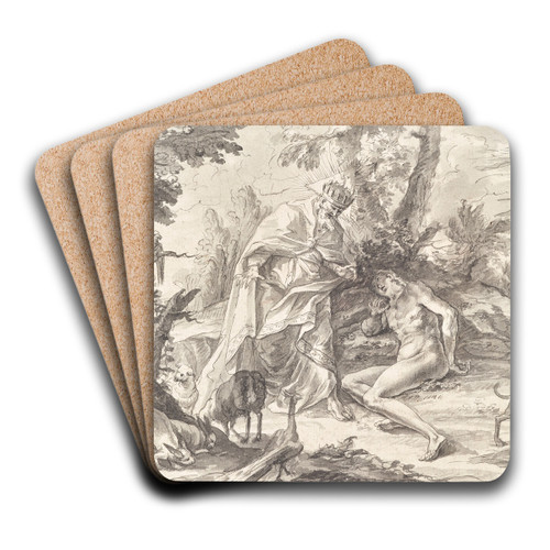 Gottvater und Adam im Paradies by Gottfried Bernhard Gtz Art Drink Coaster set