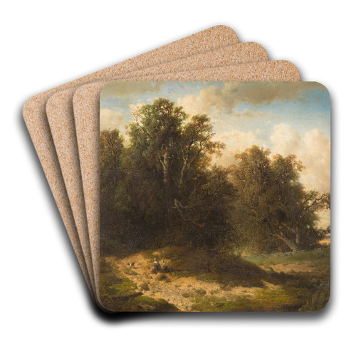 Two peasants resting in vast landscape by Frederik Hendrik Hendriks Art Drink Coaster set