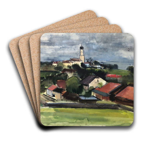 Schondorf am Ammersee by Otto Geigenberger Art Drink Coaster set