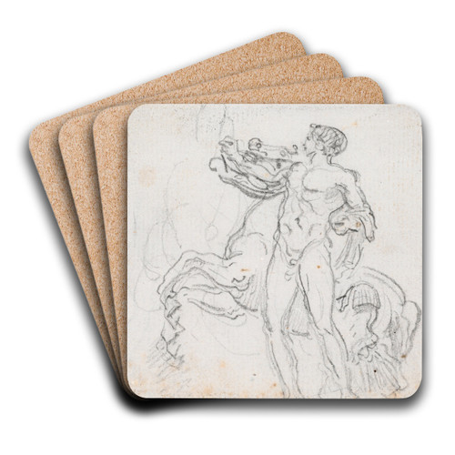 Statue of Alexander and Bucephalus (recto) by Hubert Robert Art Drink Coaster set